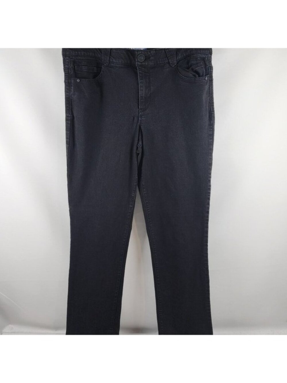 Democracy Womens Ab Solution Elastic Waist Black Jean Plus Size 16 (36X32)